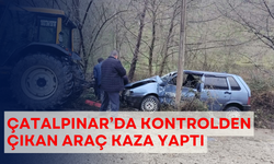 Çatalpınar’da kontrolden çıkan araç kaza yaptı