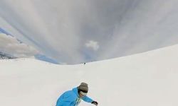 Giresun yaylalarında nisan ayında snowboard keyfi