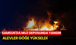 Samsun'da muz deposunda yangın: Alevler göğe yükseldi