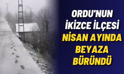 Ordu'nun İkizce ilçesi Nisan ayında beyaza büründü