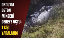 Ordu'da beton mikseri dereye uçtu: 1 kişi yaralandı