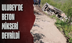 Ulubey'de beton mikseri devrildi