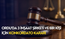 Ordu’da 3 inşaat şirketi ve bir kişi için konkordato kararı