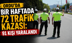 Ordu’da bir haftada 72 trafik kazası: 91 kişi yaralandı