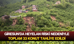 Giresun'da heyelan riski nedeniyle toplam 33 konut tahliye edildi