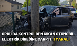 Ordu'da kontrolden çıkan otomobil elektrik direğine çarptı: 1 yaralı