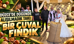 Düzce’de düğünde alışılmadık takı: Bir çuval fındık