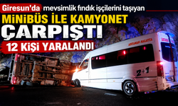 Giresun'da mevsimlik fındık işçilerini taşıyan minibüs ile kamyonet çarpıştı: 12 kişi yaralandı