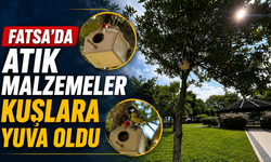 Fatsa’da atık malzemeler kuşlara yuva oldu