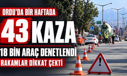 Ordu’da bir haftada 43 Kaza: 18 bin araç denetlendi rakamlar dikkat çekti.