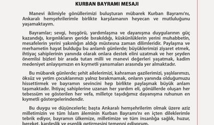 Ankara Valisi Canbolat'tan Kurban Bayramı mesajı