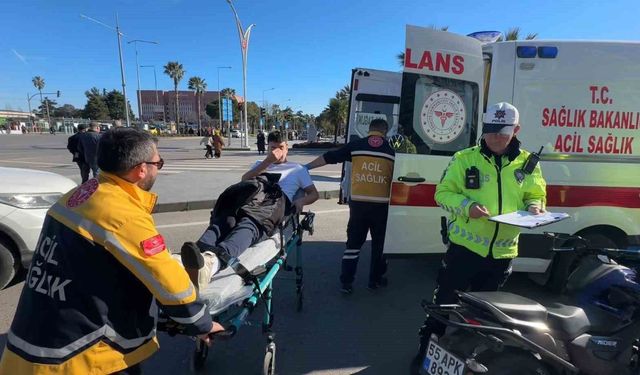 Samsun'da devrilen motosikletin sürücüsü yaralandı