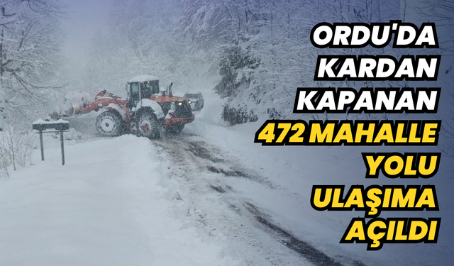 Ordu'da kardan kapanan 472 mahalle yolu ulaşıma açıldı
