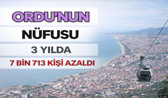 Ordu'nun nüfusu 3 yılda 7 bin 713 kişi azaldı