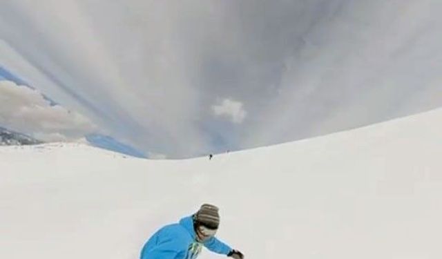 Giresun yaylalarında nisan ayında snowboard keyfi