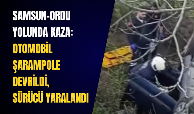 Samsun-Ordu yolunda kaza: Otomobil şarampole devrildi, sürücü yaralandı