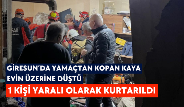 Giresun’da yamaçtan kopan kaya evin üzerine düştü: 1 kişi yaralı olarak kurtarıldı