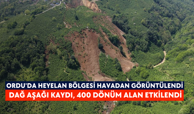 Ordu'da heyelan bölgesi havadan görüntülendi: Dağ aşağı kaydı, 400 dönüm alan etkilendi