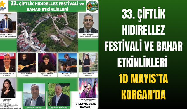 33. Çiftlik Hıdırellez Festivali ve Bahar Etkinlikleri 10 Mayıs’ta Korgan’da