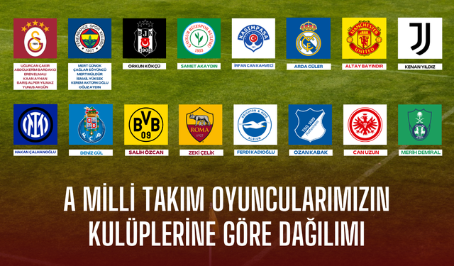 A Milli Takım oyuncularımızın kulüplerine göre dağılımı