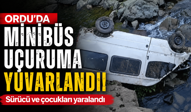 Ordu’da minibüs uçuruma yuvarlandı: Sürücü ve çocukları yaralandı