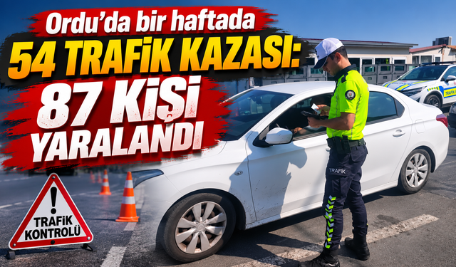 Ordu'da bir haftada 54 trafik kazası: 87 kişi yaralandı