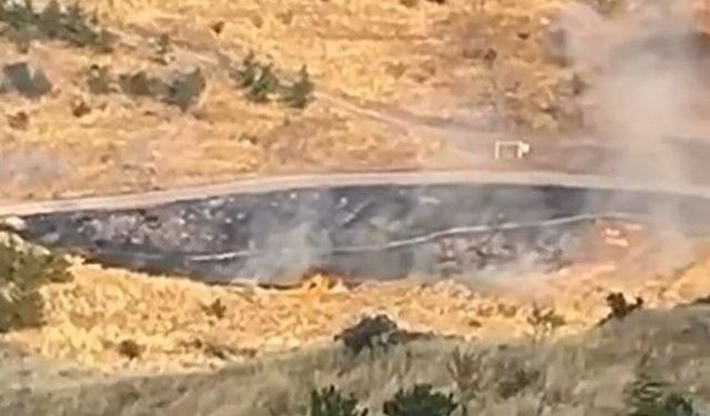 Ankara'da ağaçlık alanda meydana gelen yangının başlama anı kamerada