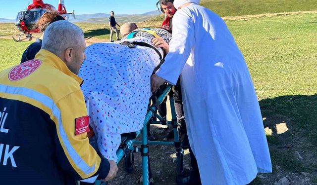 Trabzon'daki Eğrisu Yaylası'nda düşerek yaralanan hasta, ambulans uçakla Kanuni Eğitim ve Araştırma Hastanesi'ne getirildi