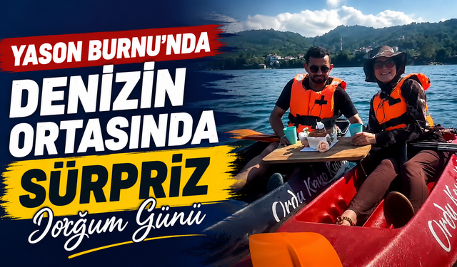 Yason Burnu'nda denizin ortasında sürpriz doğum günü