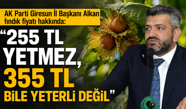 AK Parti Giresun İl Başkanı Alkan fındık fiyatı hakkında: "255 TL yetmez, 355 TL bile yeterli değil"