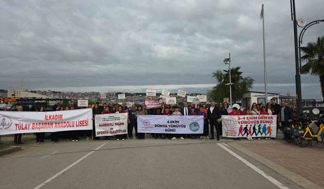 Samsun'da öğrenciler sağlıklı yaşam için yürüdü