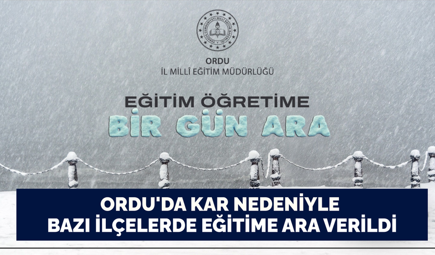 Ordu'da kar nedeniyle bazı ilçelerde eğitime ara verildi