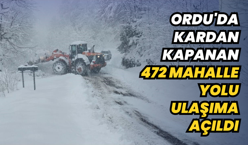 Ordu'da kardan kapanan 472 mahalle yolu ulaşıma açıldı