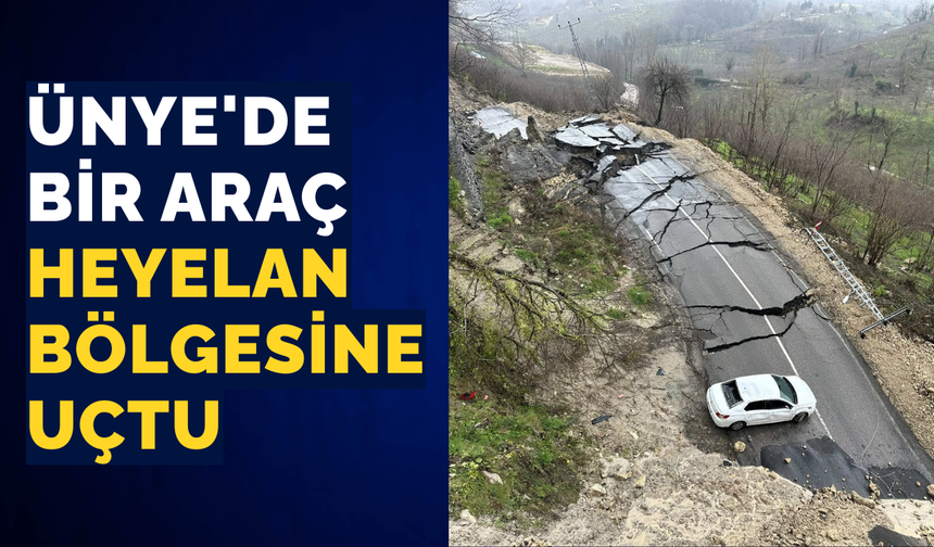 Ünye'de bir araç heyelan bölgesine uçtu