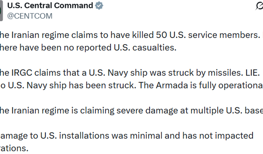 ABD ordusu, İran karşısında önemli kayıplar verdiği yönündeki iddiaları yalanladı