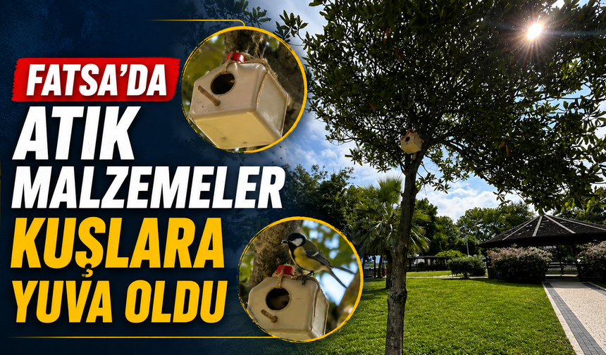 Fatsa’da atık malzemeler kuşlara yuva oldu
